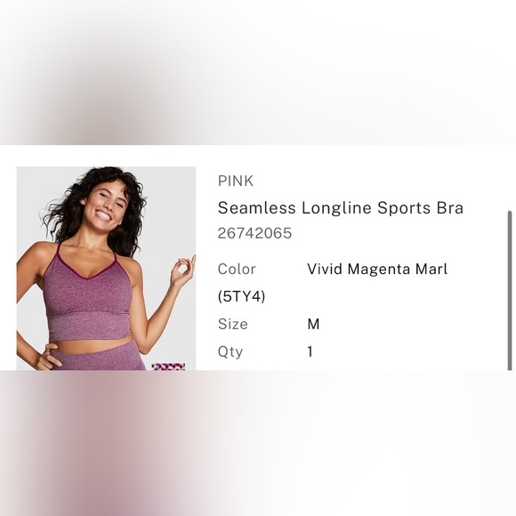 NEW NWT PINK‎ VS Victoria Secret M Medium racerback sports bra magenta purple - Picture 5 of 6